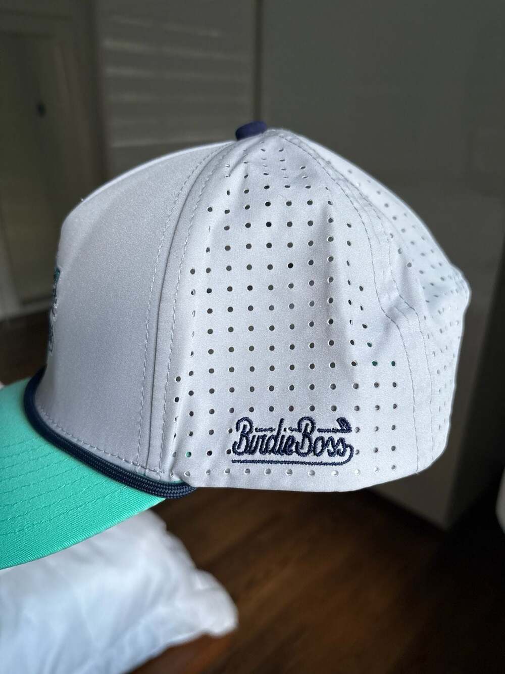 Birdie Boss Golf Grey and Teal Performance Rope Hat with Perforated Panels - Picture 8 of 8